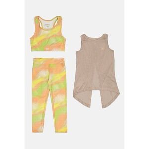 Kids‎ Girl 3 Pieces Brand Logo Tank Top, Sports Bra and Leggings Set, Multicolor